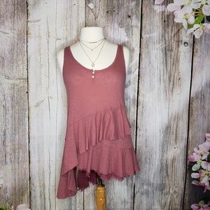 Left of Center Asymmetrical Rose Pink Tanktop